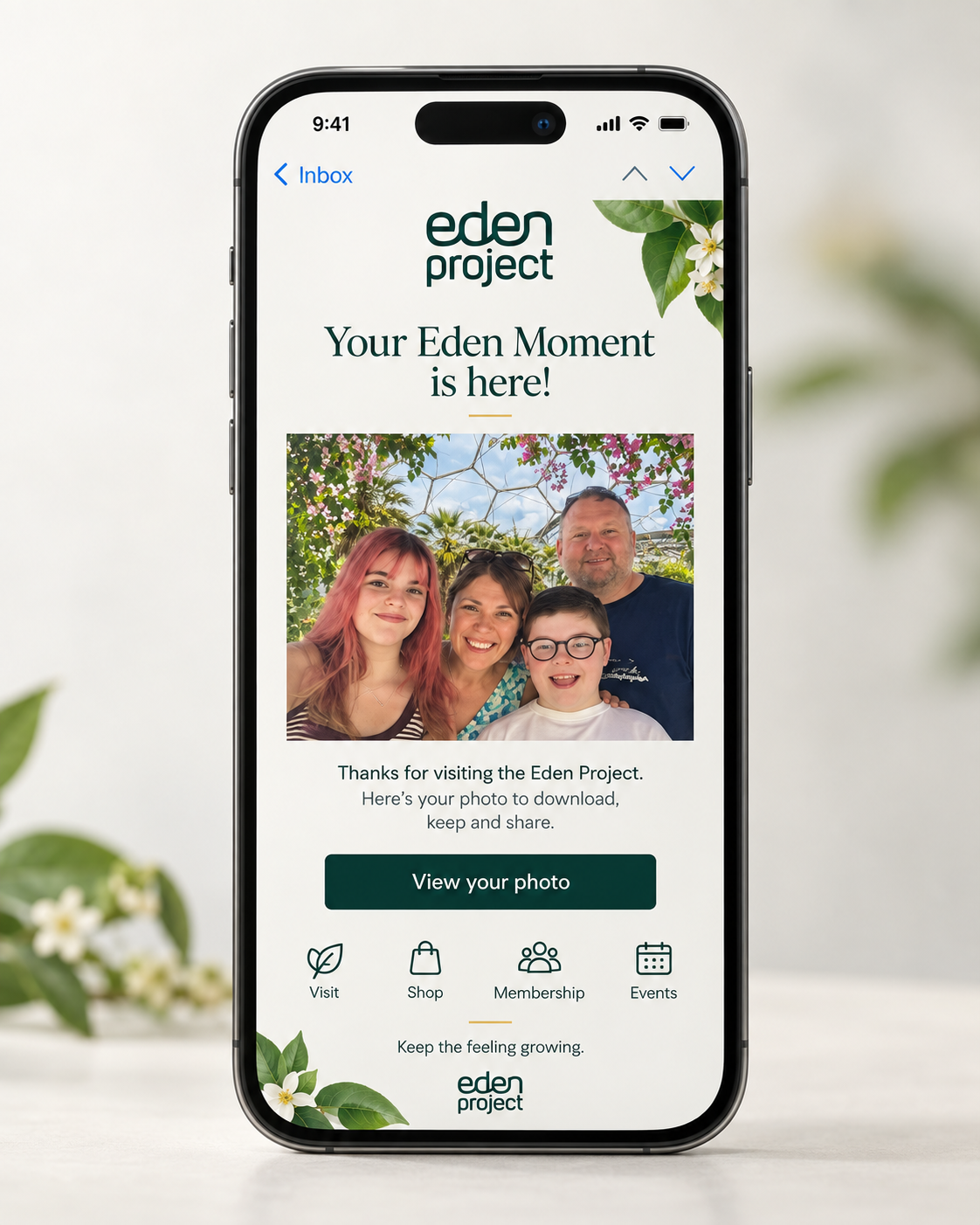 Example of a branded venue follow-up email